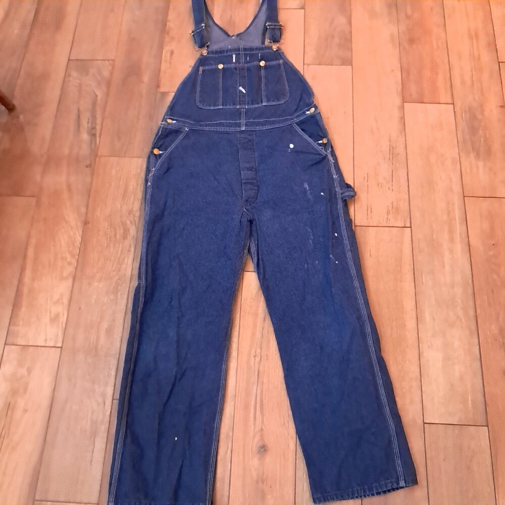 Dickies Overalls Men's sz 36x30 Denim Jean Carpenter Bibs Pants Western Workwear